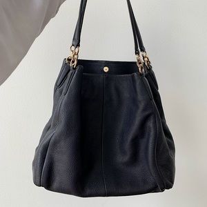 Dark blue leather Coach handbag